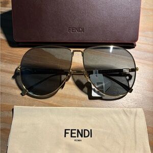 Fendi Gold Frame Aviator Sunglasses